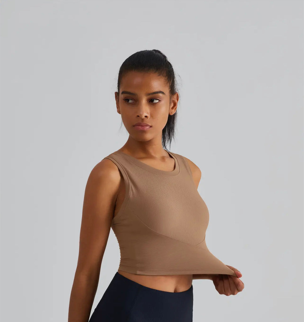 Sculpt Ribbed Favorite Crop Top (Frappuccino) - UNLMTD Active + Lounge